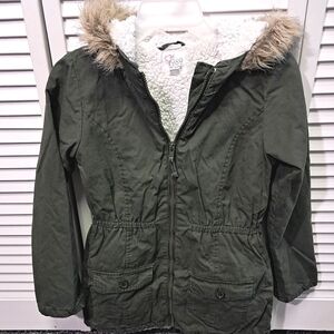 Girls fleece lined army jacket/coat! Sz.10/12